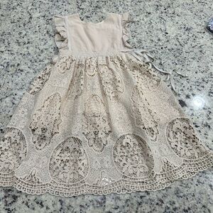 Elegant Cream Lace Kids Dress